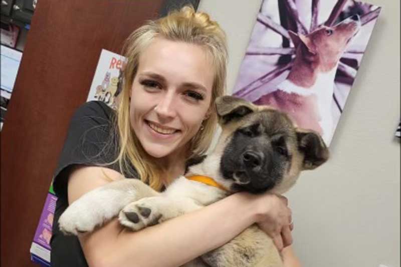 Snuggling a puppy